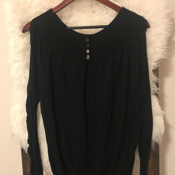 Off the shoulder Free People Black Sweater - Picture 2 of 7